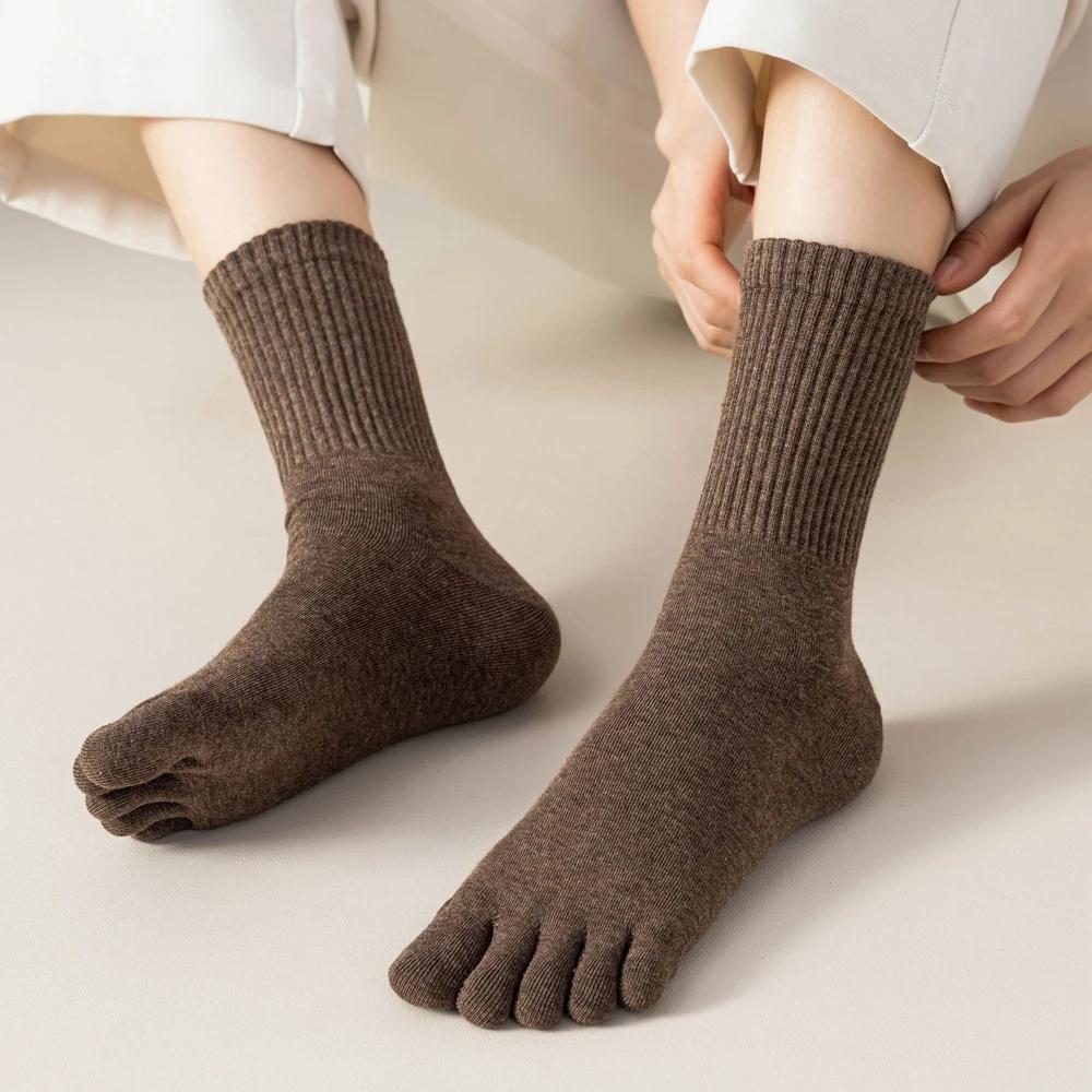 3 Pairs Five Finger Socks Women Autumn Spring Middle Tube Sports Socks with Separate Fingers High Quality Cotton Toe Socks
