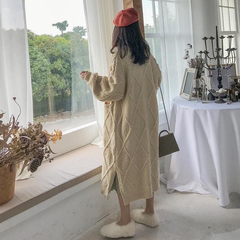 Women Casual Loose Cardigans Sweater Long Sleeve Knitted Coats Female Long Tops Women Streetwear Knitwear Outerwear Sweater Coat