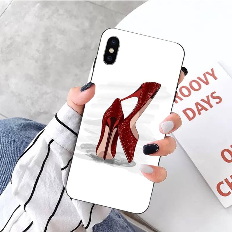 Fashion Girls High Heels Phone Case For IPhone 14 13 12 11 XS X 8 7 6 Plus Mini Pro Max SE 2022 Soft Black Phone Cover