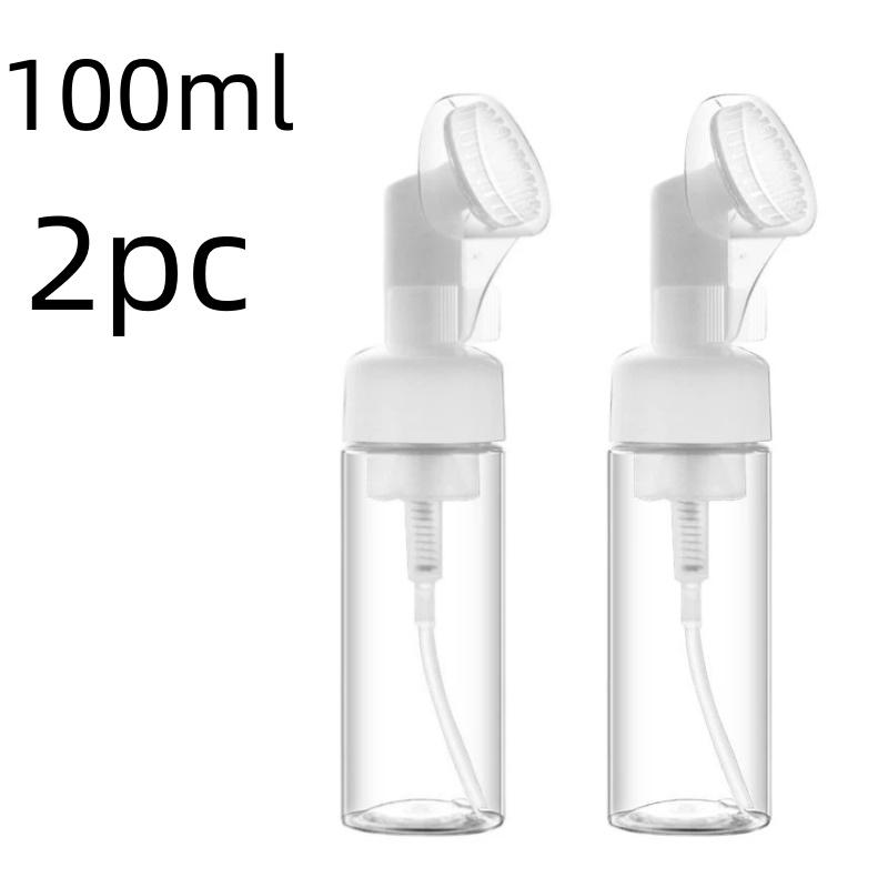 100ml Soap Foaming Bottle Plastic Facial Cleanser Mousse Pump Dispenser with Silicone Brush Head Refillable Bottle for Shampoo
