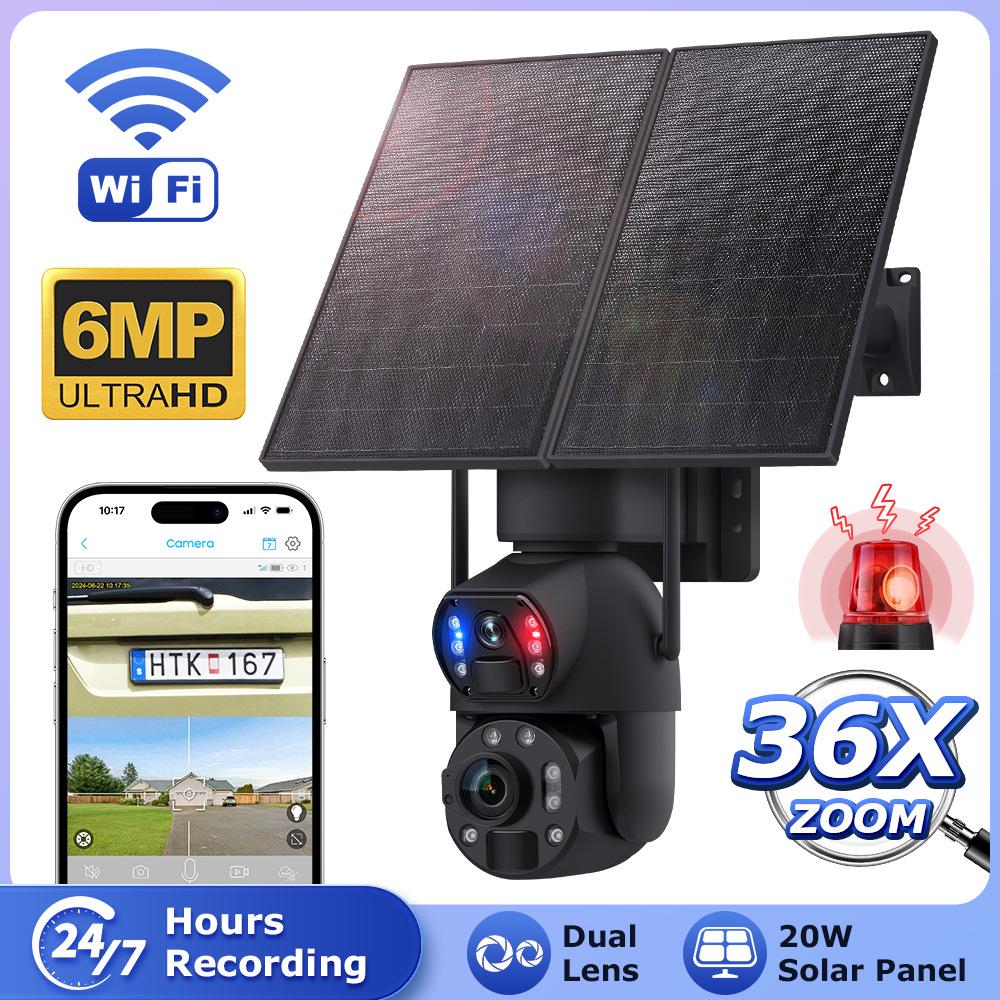 4G Dual-Lens 6MP Solar Camera with 36X Zoom and Full-Color Night Vision for All-Day Outdoor Surveillance