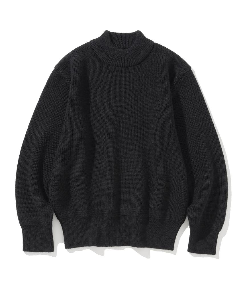 UNIFORM BRIDGE Fisherman Wool Crew Neck Knit Black