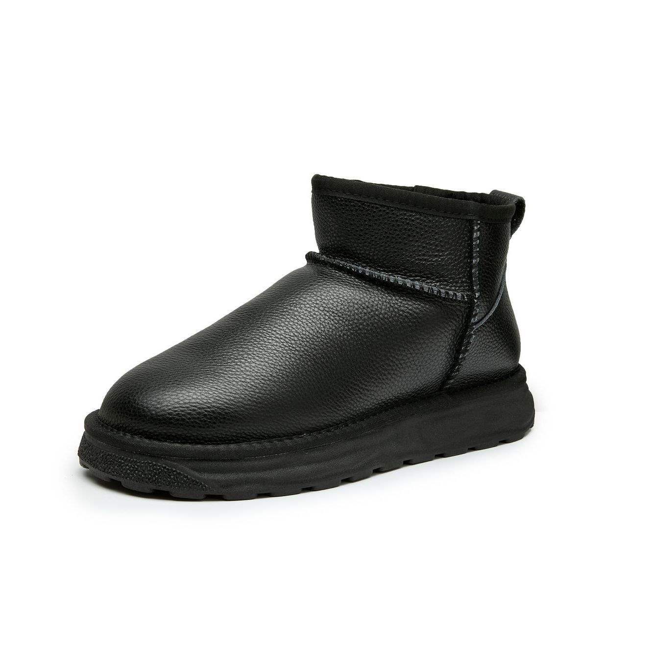 

Waterproof cowhide new integrated Northeast cotton shoes Snow boots Men s adult snow boots Men s leather bread shoes One pedal 46