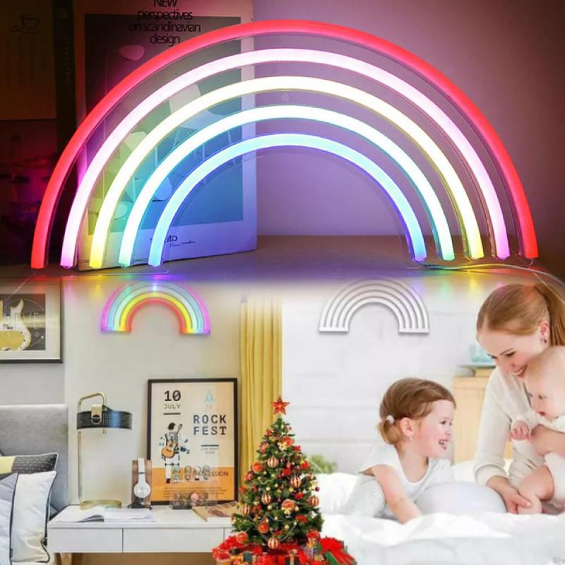 Led Colorful Rainbow Neon Sign Light Wall Hanging Night Lamp Bar Party Home