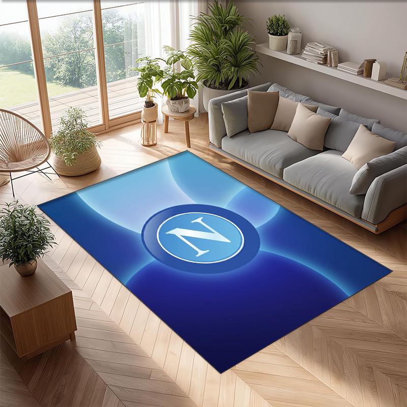 Tappeto Morbido Antiscivolo per Interni con Motivo Calcio Napoli FC Tappetino Decorativo Sportivo per Camera da Letto