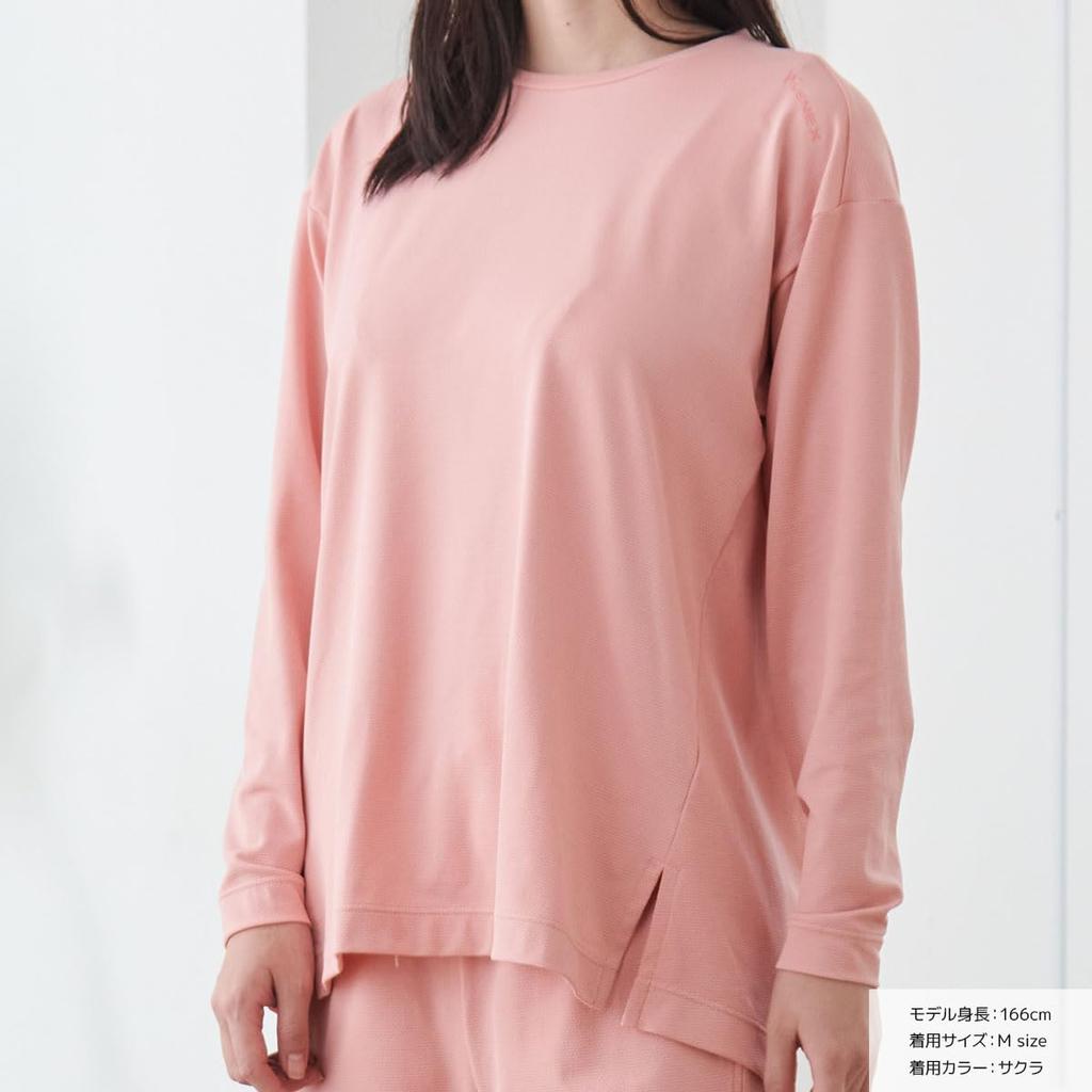 Venex Standard Long Sleeve Boat Neck Size for General Medical Devices Women's Dry+ T-Shirt, Sakura, L,