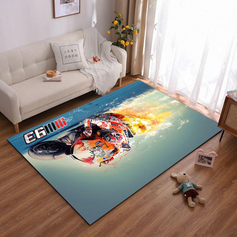 Marc Marquez 93 Burning Repsol Bike Racer Rug, Flaming Orange Racing Design, Moto Fan Cozy Floor Decor, Soft Touch, All Seasons Gift