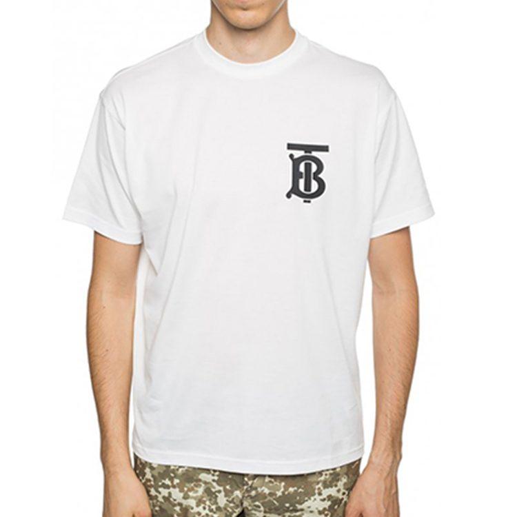 Burberry T Shirts Men's White Crew Neck Moderate 8017485