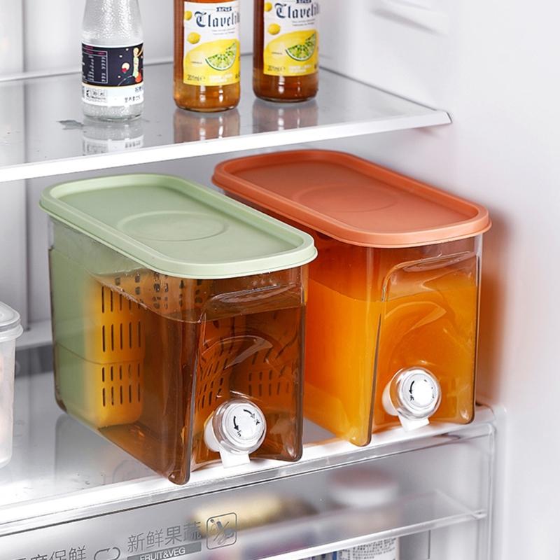 Refrigerator Cold Kettles with Faucet Juice Containers Water Jugs Home Teapots Ice Pot Drinkware Bucket with Filter