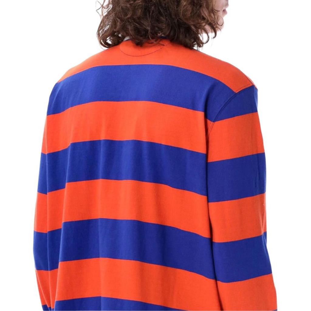 Polo Ralph Lauren Koszulka polo męska z długim rękawem w paski color block Pomarańczowa 710717116-050