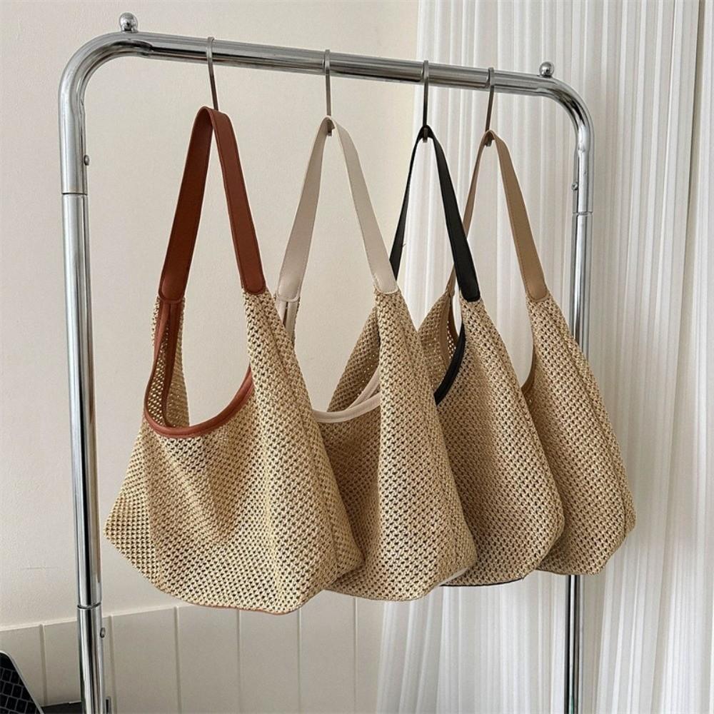 Popular Hand-Held Woven Bag Fashionable Stylish Beach Straw Bag Large Capacity Vintage Woven One Shoulder Tote Bag Beach Travel