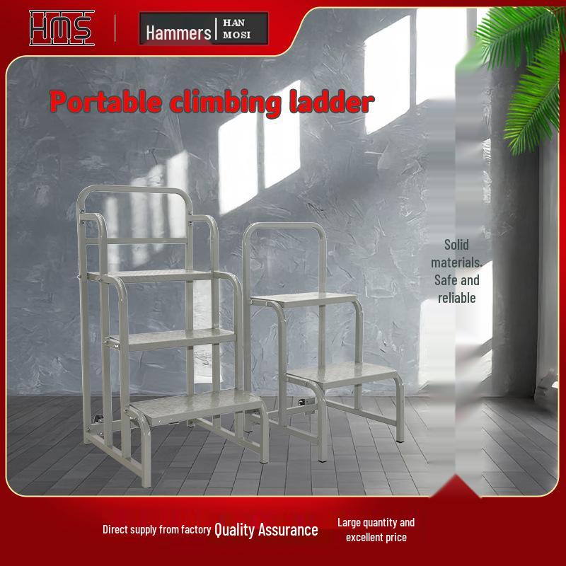 3-Step Mobile Platform Ladder: Ideal for Supermarket & Household Use