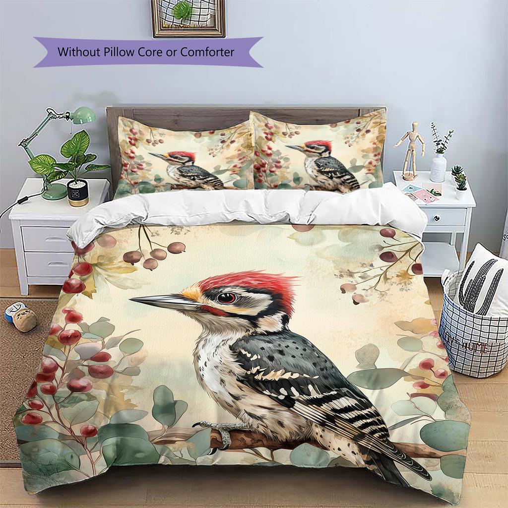Branch Bird  Pattern Bedding Quilt Set  Home Decoration  Gift (1 * duvet cover + 2 * pillowcase, without core)