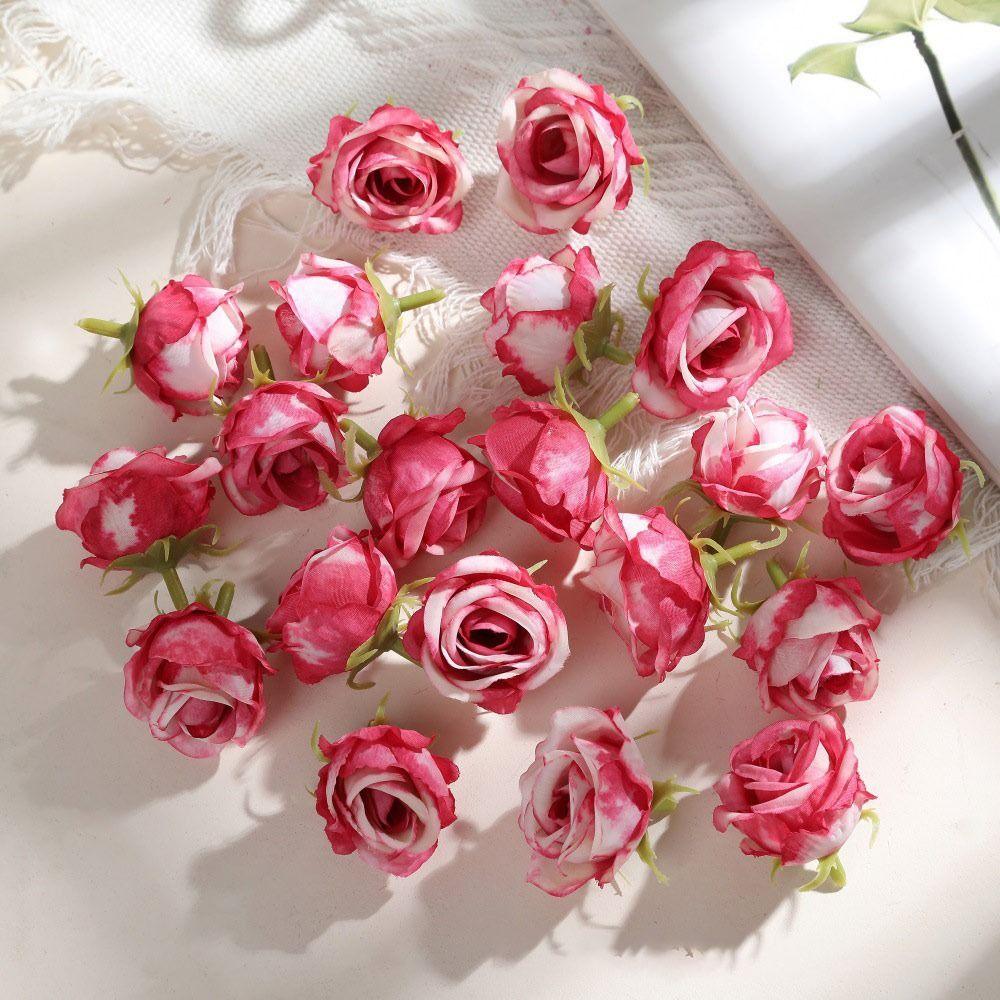 1pc Fashion Silk Artificial Flowers Table Wreath Realistic Rose Flower Head Diy Craft Soft Simulation Flowers Photography Props