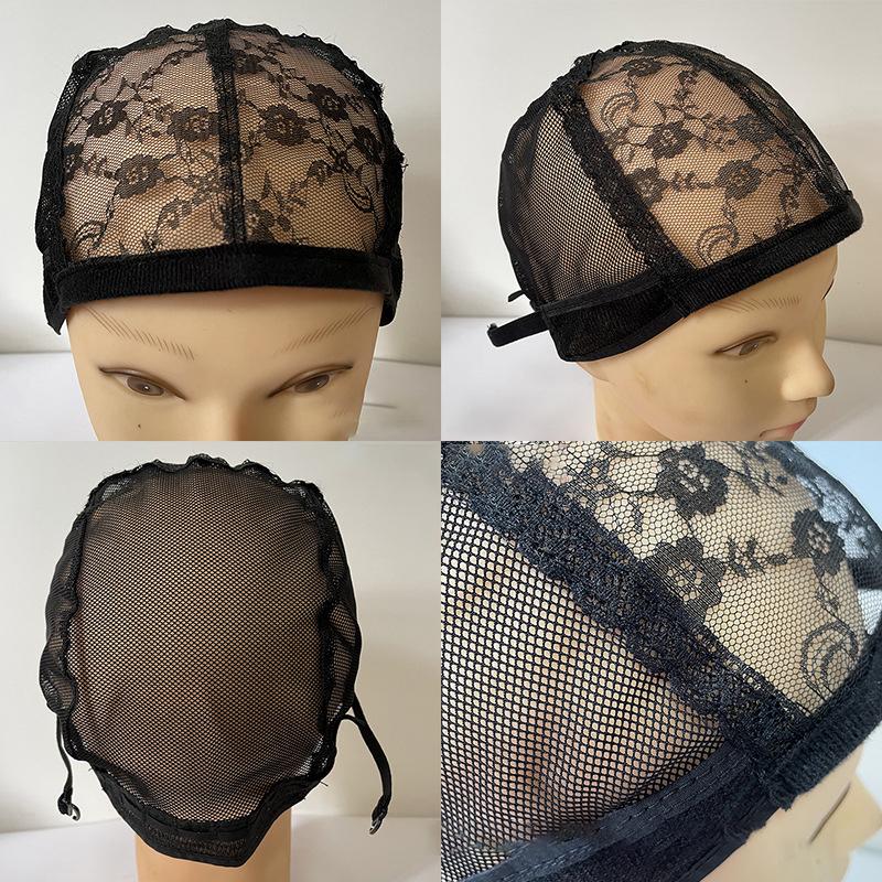 Wig Cap Front Lace For Making Wigs 56Cm Adjustable Straps Black Stretch Weaving Hair Nets Hat Mesh Women'S Dome Accessories