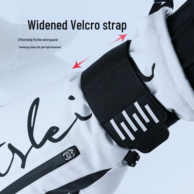 Unisex Shock-Absorbing Waterproof Snowboard Gloves with Wrist Guards and Touchscreen Capability for Winter