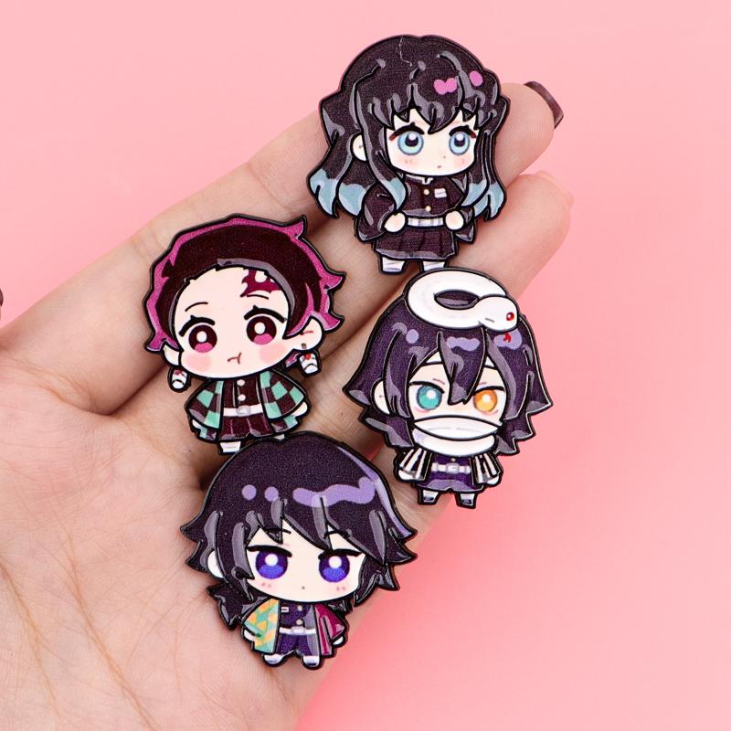 1/8Pcs Anime Demon Slayer Enamel Pin Cartoon Brooches For Clothing Accessories Lapel Badges Jewelry Fans Collection Gift