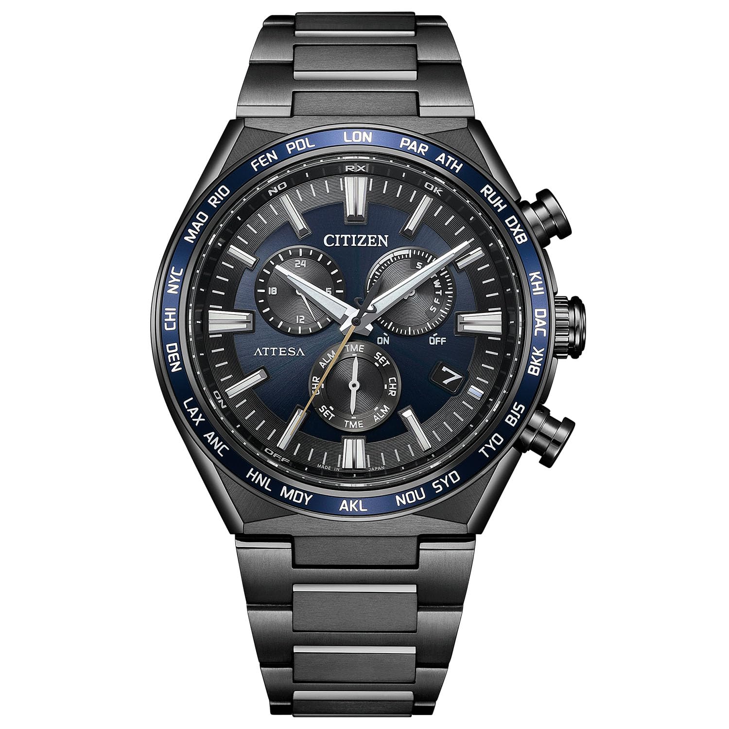 

[Citizen] Радіогодинник Atessa Light Powered Eco Drive водонепроникний чорний титановий темно-синій CB5967-66L чоловічий чорний