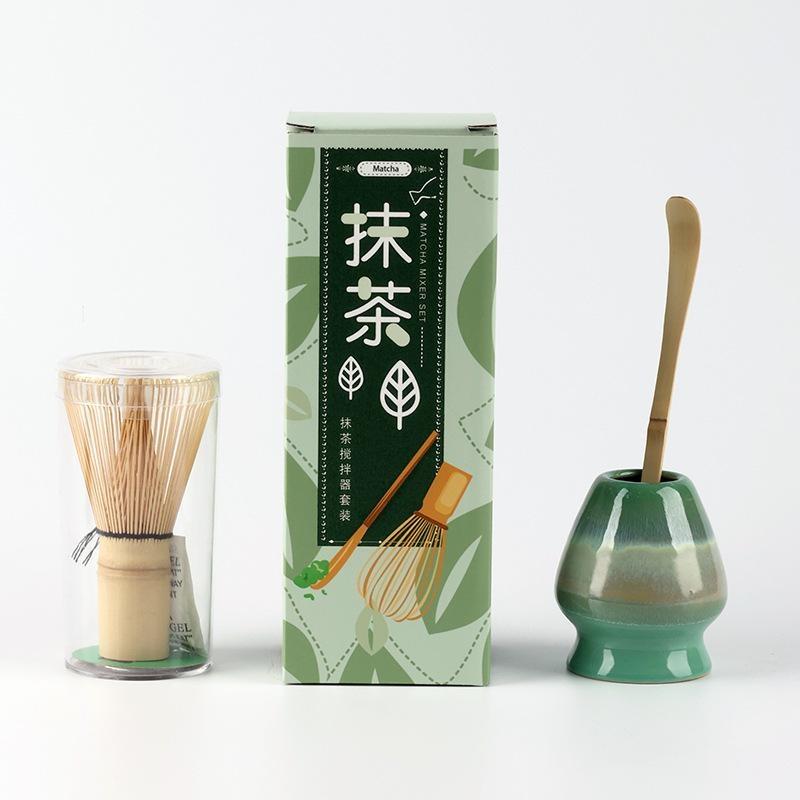 3 Stück Premium Bambus Matcha Schneebesen Set Hundert Zinken Chasen Schöpflöffel Traditionelle Japanische Teezubereitung Haushalts-Matcha-Werkzeuge