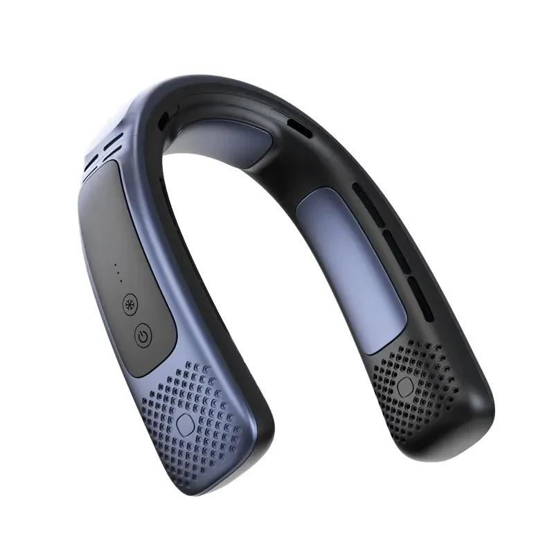 Portable Neck Cooling Fan Hands Free Bladeless Powered Wearable Personal Fan USB Rechargeable Headphone