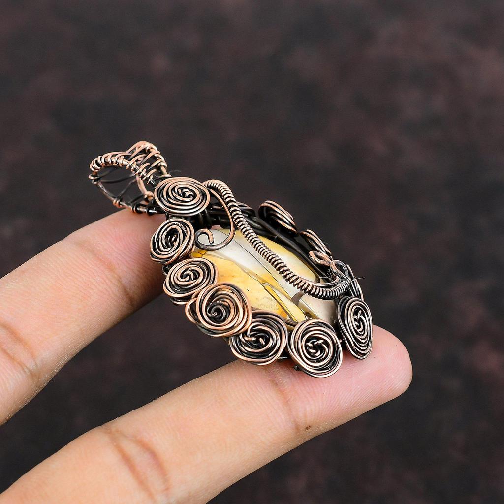 Brecciated Mookaite Pendant Copper Wire Wrapped Jewelry Handmade Wire Wrapped Pendant Gemstone Jewelry Gift For Mom Beautiful Copper Pendant