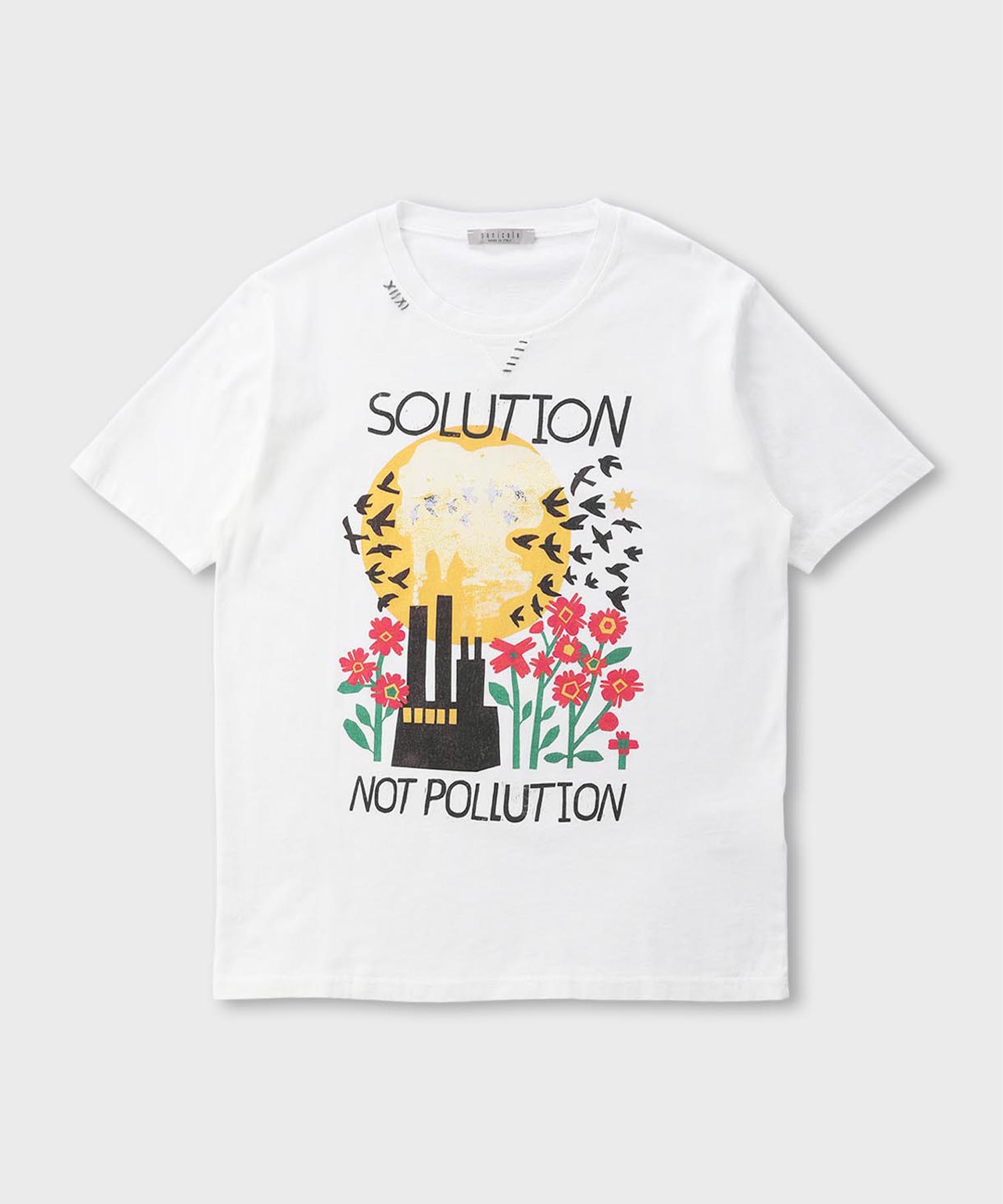 Panicalle Solution Not Pollution Print T-Shirt [White] White/L