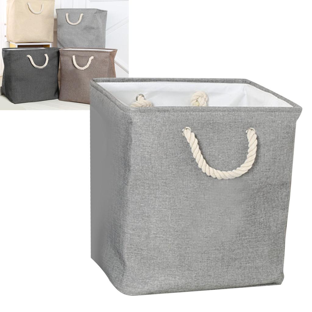 Fabric Storage Hamper EVA Hard Foldable Cotton Cloth Laundry Basket with Handle for Toy Snack Storage