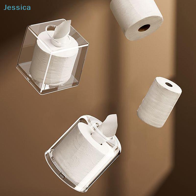 Acrylic Roll Tissue Holder - Clear Squareround Tissue Dispenser For Home Living Room (Decorative Dustproof)