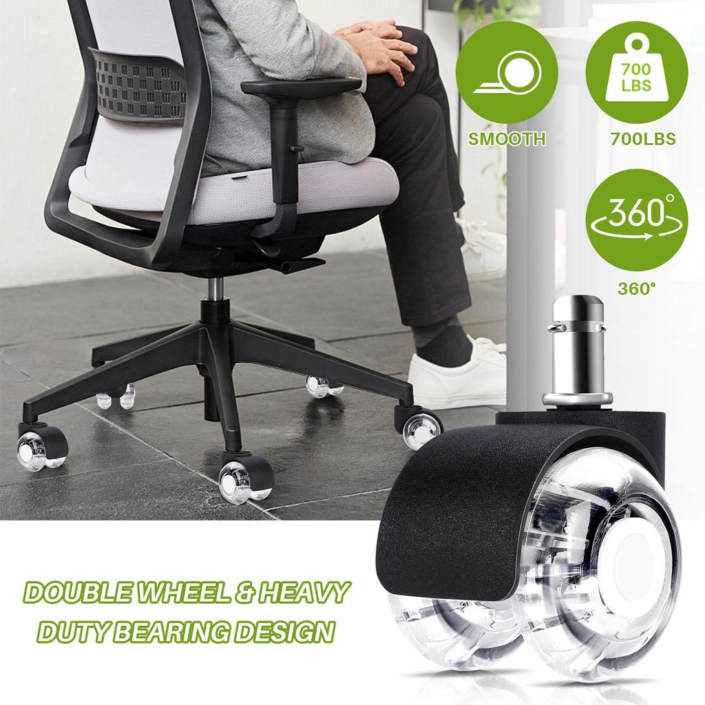 (Set of 5) Office Chair Casters Wheels, 2 Inch Heavy Duty Mute Chair Wheels Replacement- Universal Fit Wheels for Office Chair