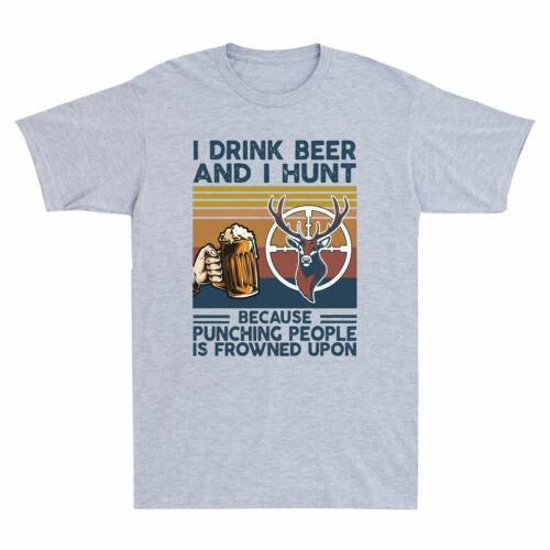 I Drink Beer I Hunt Because Punching People Is Frowned Upon Vintage Deer T-shirt S