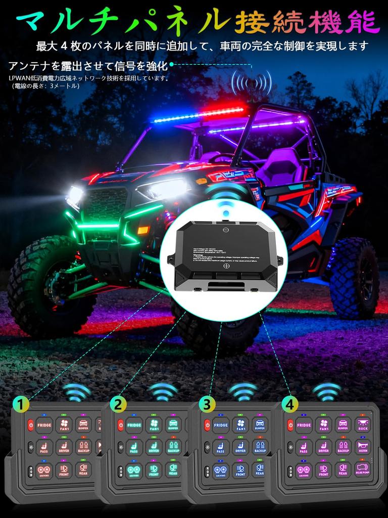 Chelhead Switch 328FT Remote Up To 4 Simultaneous IP65 for Relay Control System 12-Gang Panel, Wireless, Plastic, Control, Connections, 12-24V,