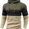 Autumn Winter Men's Jacquard Sweatshirt Long Sleeve Hoodie Color Block Hooded Sweatshirt