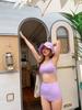 Koreanisches Bikini-Set: Hochtaillierte Bademode mit Sonnenhut
