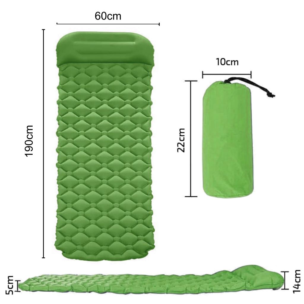 Inflatable mattress with built-in pump for one person, tourist, self-inflating