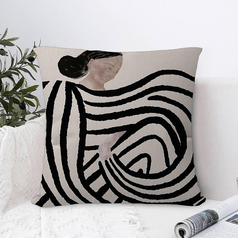 

Sofia Lind Lines Girl Cushion Cover Polyester Sofa Cushions Decorative Throw Pillows Home Decoration Pillowcover 12x12Inch