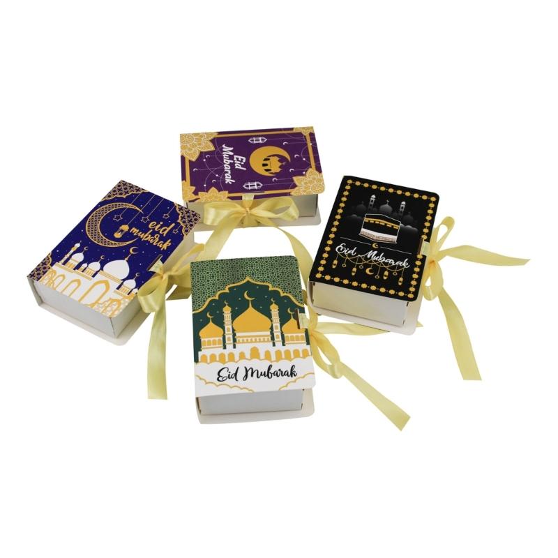 50Pieces Book Shape Eid Candy Boxes 5x3.5x1.5Inch Party Treat Boxes Candy Cookie Bags For Candies And Cookie Packaging