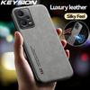 KEYSION Luxury Leather Case for Redmi Note 12 Pro 5G Silicone Shockproof Phone Back Cover for Xiaomi Redmi Note 12 4G 12 Pro+ 5G