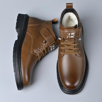 Herrenschuhe Baumwollschuhe Herren Winter Samt Verdickt Warm Rutschfest Lässig High-Top Schuhe Martin Baumwollstiefel Lederschuhe Herrenschuhe