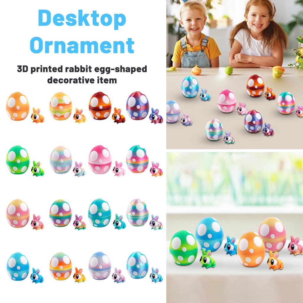 3D Printed Bunny Egg Figurine, Spring Easter Decorations, Tabletop Desk Ornament For Home Party,