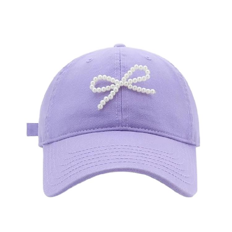 Breathable Baseball Hat for Girl Women Pearl Bow Adjustable Sports Hat