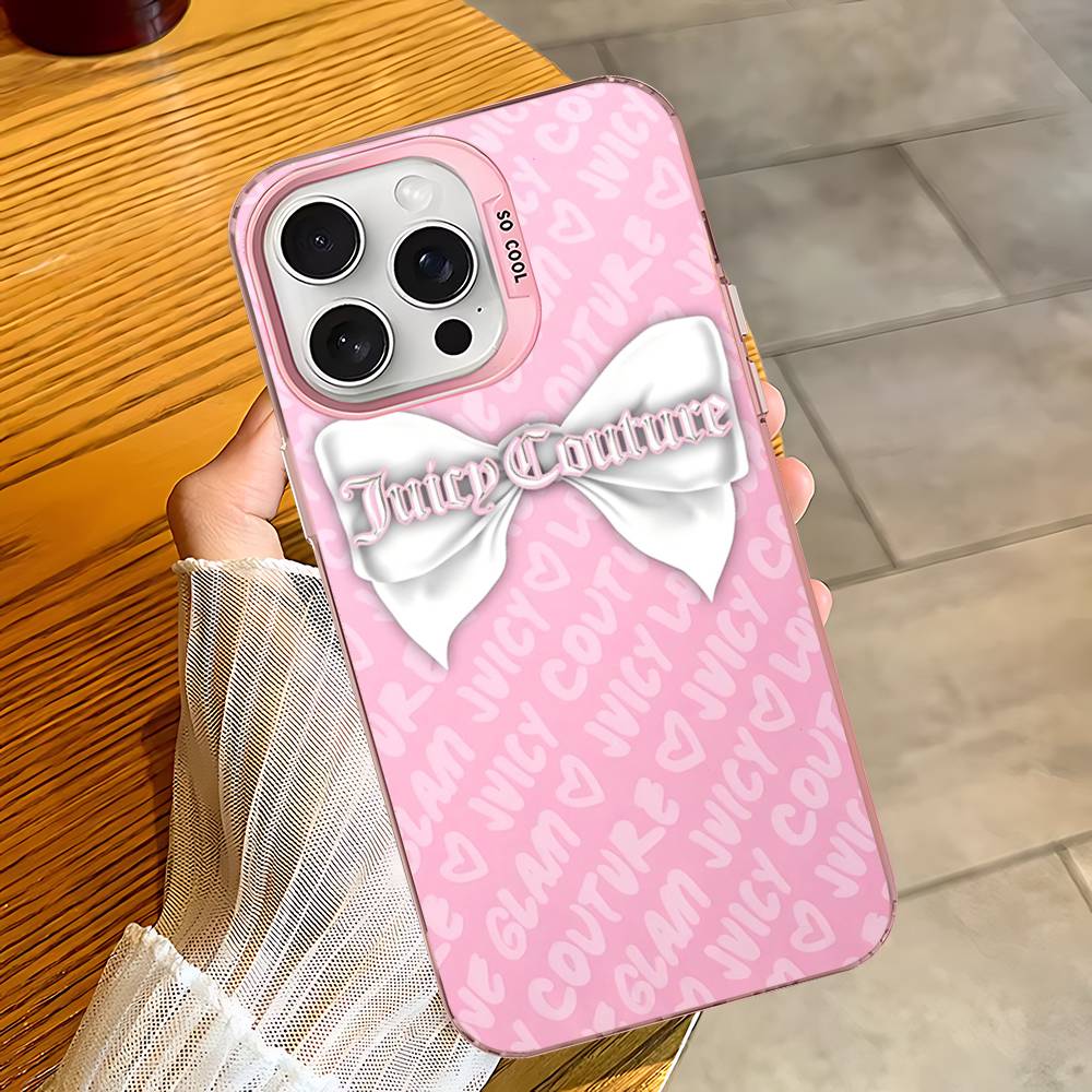 J-Juicy C-Couture Handyhülle für iPhone 17 16 15 14 13 12 11 Pro Max Plus Farbe Silber Hülle