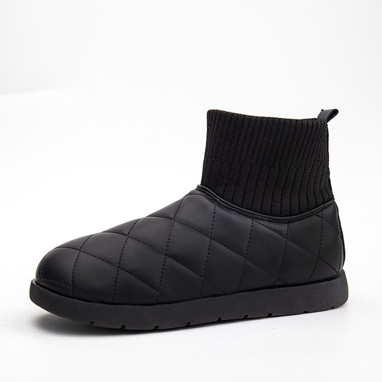 Bread snow boots winter new warm knitted non-slip piled thickened cotton shoes waterproof cotton boots