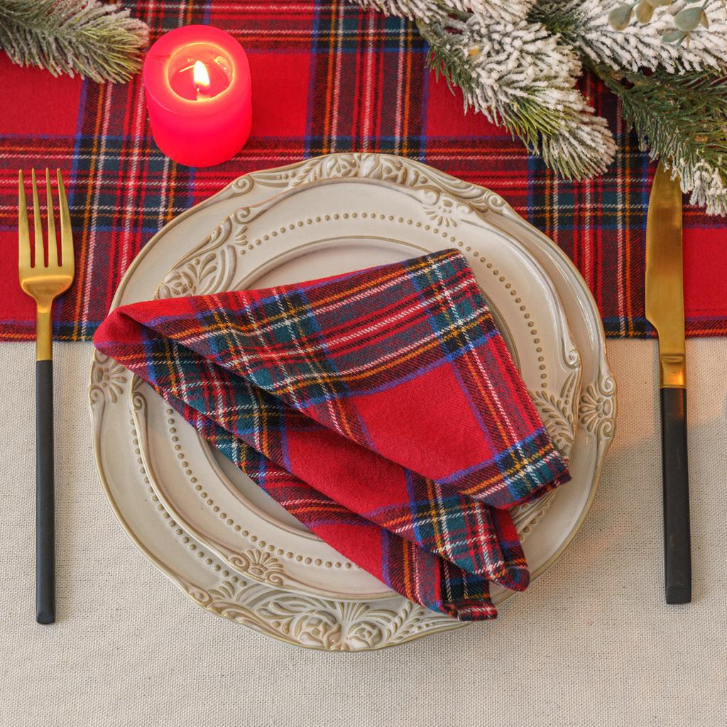 2026 1PC Red Tablecloth Plaid Table Runner Placemat Heat Insulation Mat Christmas Fabric High Temperature Resistant Home Coaster Decoration