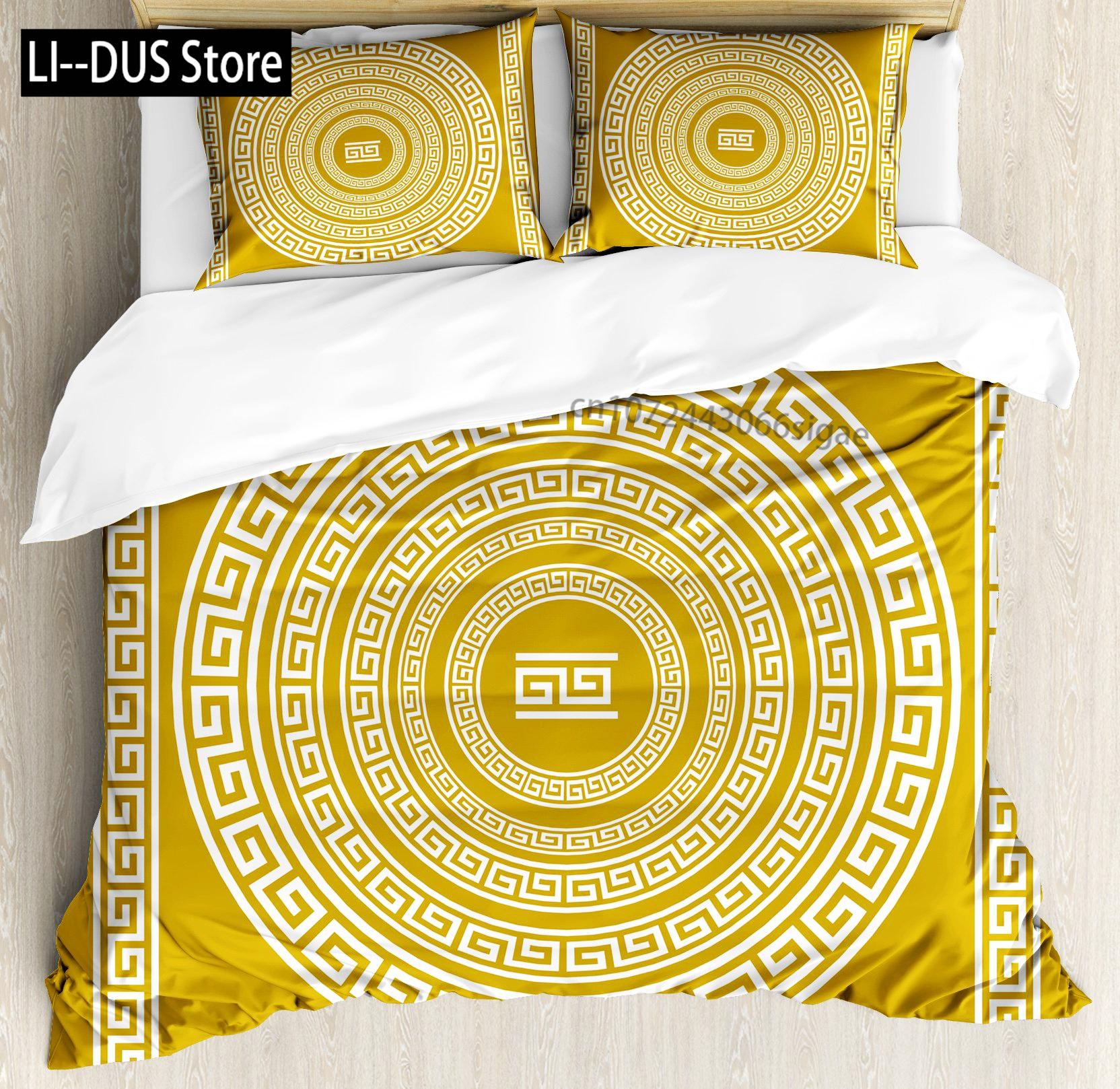 

Comforter Greek Frieze With Vintage Ornament Meander Pattern From Greece Decor 3 Piece Bedding Set With 2 Pillow Shams Comforter (quilt)-EU Single(135*200cm)3pcs