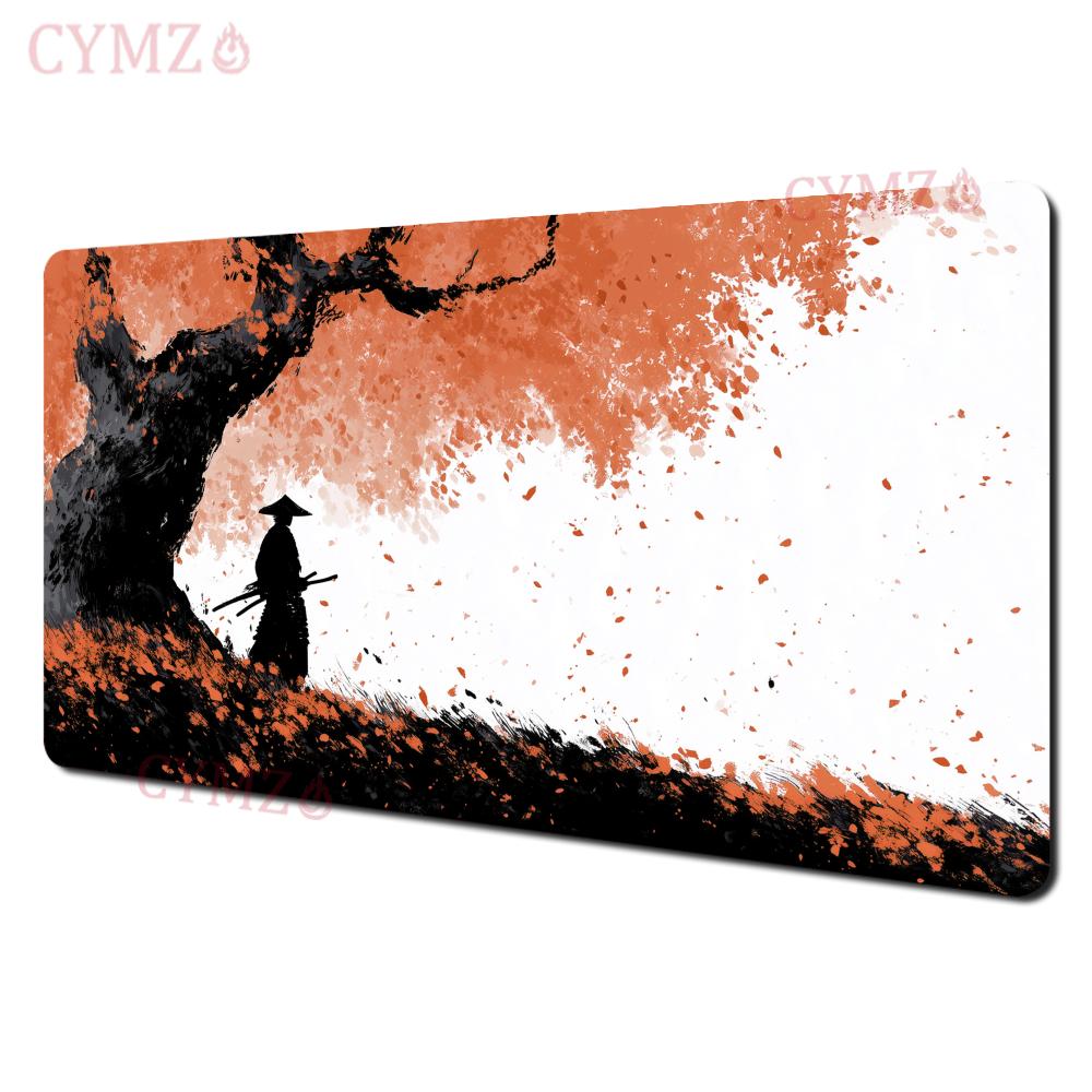 Japanese Samurai And Cherry Blossom Mouse Pad Desk Mat Gaming Mat Rubber AntiSlip Desk Accessories Suitable For Office And Game