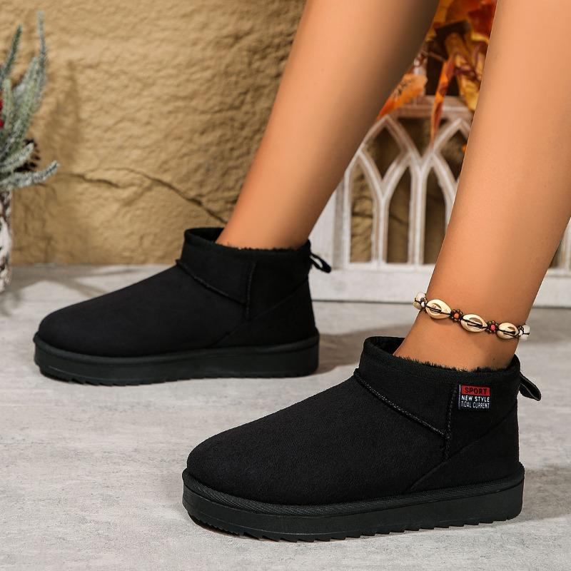 Women's Wide Width Platform Snow Boots, Plush Lined Winter Ankle Boots, Thick Sole Warm Booties for Women