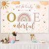 Bohemian Chic Birthday Background, Party Decoration Supplies for the First Birthday Milestone