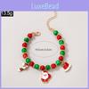 Christmas Bell Beaded Bracelet With Santa Claus Charm For Holiday Gift Giving