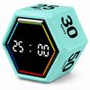 Pomodoro Timer, Hexagonal Cube Shape, 3510253050 Minutes, Vibration & Volume Adjustment (Mint Green)