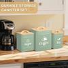 3 Set Airtight Coffee Sugar Tea Containers with Bamboo Lids, Rustic Metal Jars for Kitchen Storage (Turquoise)